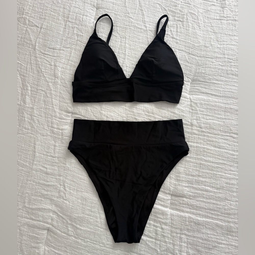 Aerie Black High Cut Cheeky Bikini